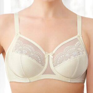 Glamorise Satin and Lace Wonderwire bra 44C Ivory